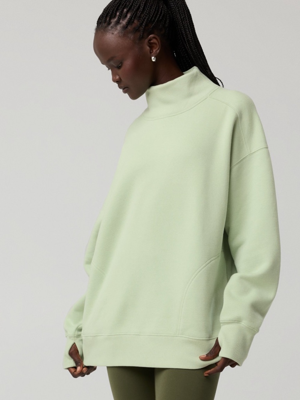 Aerie offline cloud fleece mock DUSTY SAGE Women's Sweater - Picture 8 of 12